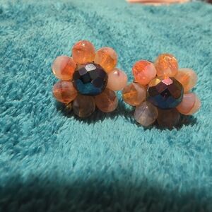 Multicolor Beaded Flower Earrings